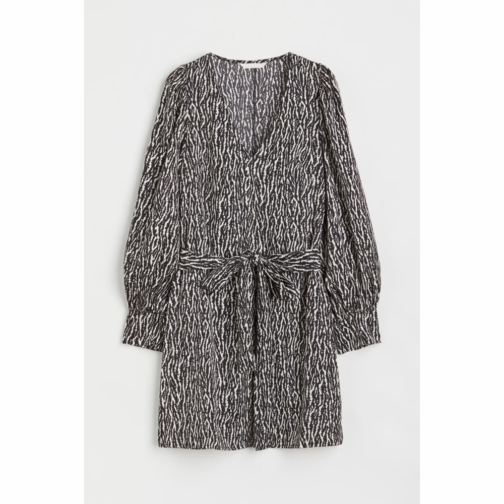 Black and White Patterned Women's Dress